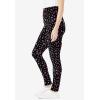 Woman Within Plus Size Stretch-Cotton Knit Pull-On Printed Leggings(Black Pretty Bouquet)