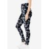 Woman Within Plus Size Stretch-Cotton Knit Pull-On Printed Leggings(Black White Tie Dye)