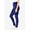 Woman Within Plus Size Stretch-Cotton Knit Pull-On Printed Leggings(Navy Batik Floral)
