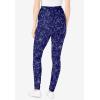 Woman Within Plus Size Stretch-Cotton Knit Pull-On Printed Leggings(Navy Batik Floral)