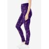 Woman Within Plus Size Stretch-Cotton Knit Pull-On Printed Leggings(Radiant Purple Soft Floral)