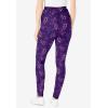 Woman Within Plus Size Stretch-Cotton Knit Pull-On Printed Leggings(Radiant Purple Soft Floral)