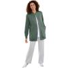 Woman Within Plus Size Fleece Baseball Jacket Long Oversized Fleece Coat(Pine)