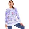 Woman Within Plus Size Printed Sweatshirt(Soft Iris Tie Dye Bloom)