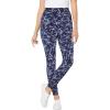 Woman Within Plus Size Stretch-Cotton Knit Pull-On Printed Leggings(Navy Batik Floral)