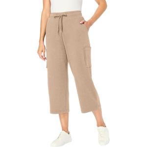 Woman Within Plus Size Petite Knit Cargo Capri(New Khaki)