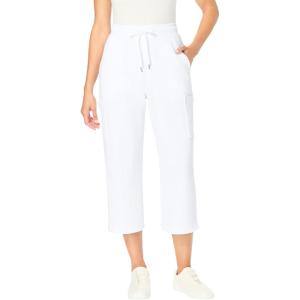 Woman Within Plus Size Petite Knit Cargo Capri(White)