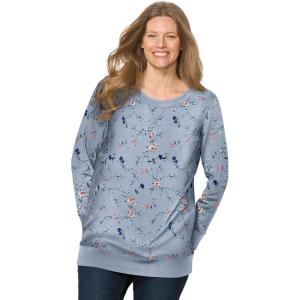 Woman Within Plus Size Printed Sweatshirt(Heather Grey Multi Rose Vine)