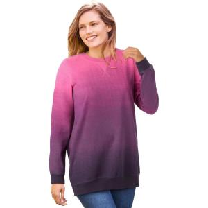 Woman Within Plus Size Printed Sweatshirt(Peony Petal Ombre)