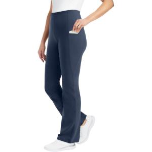 Woman Within Plus Size Stretch-Cotton Knit Pull-On Bootcut Pocket Leggings(Navy)