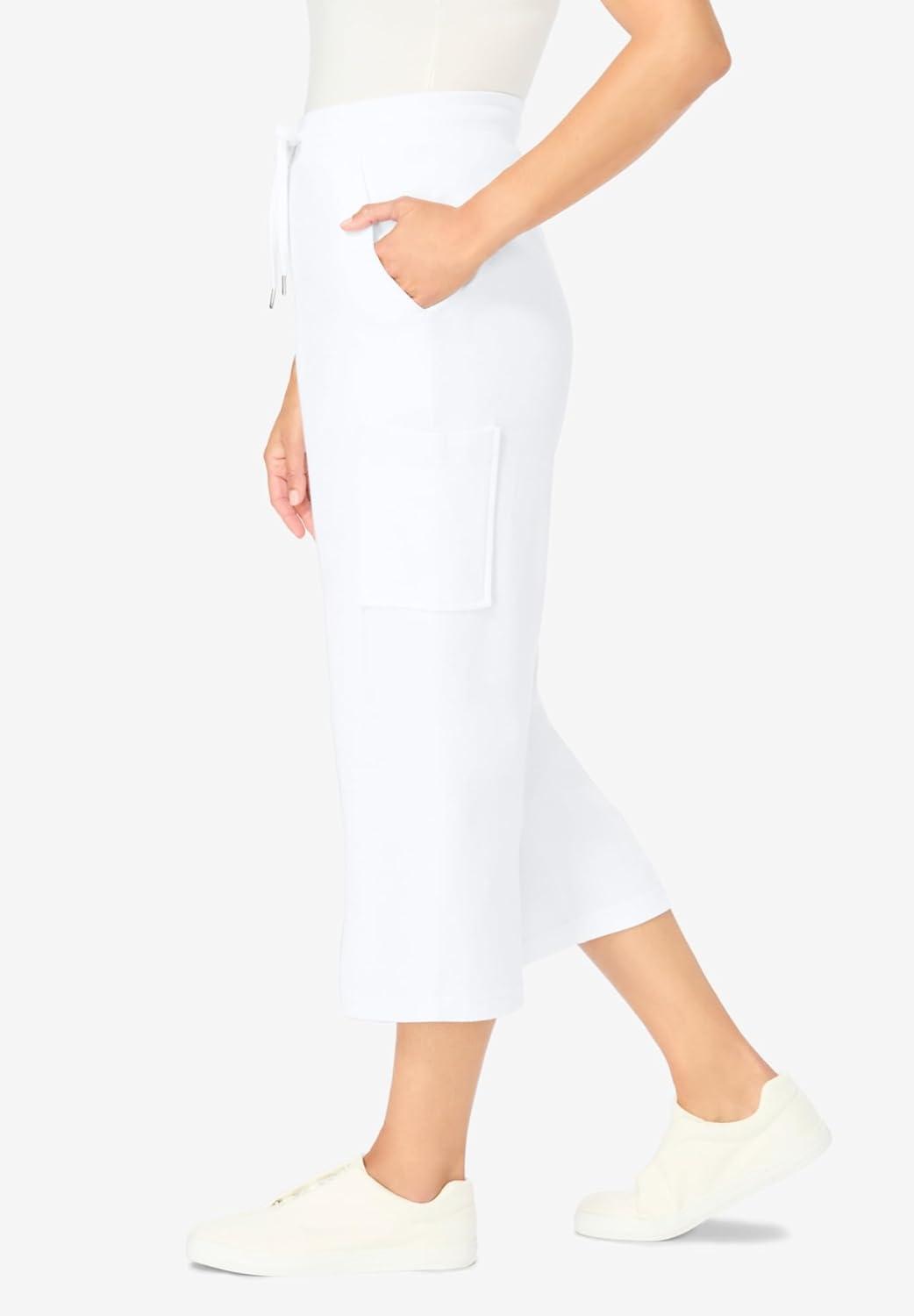 imageWoman Within Plus Size Knit Cargo CapriWhite