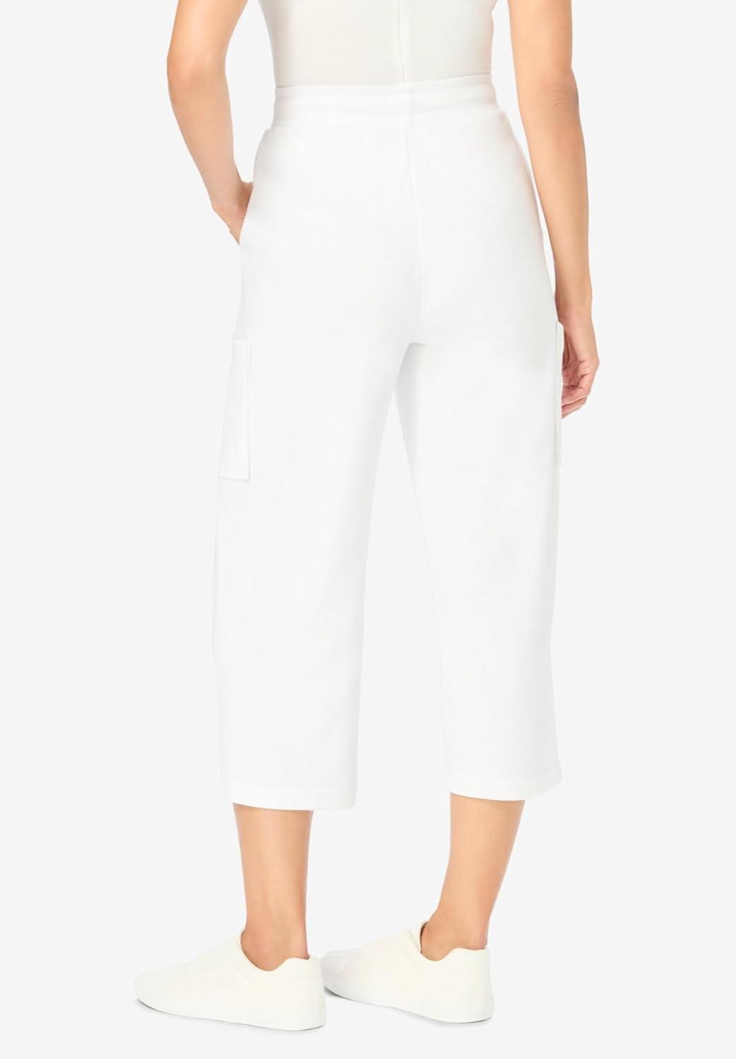 imageWoman Within Plus Size Knit Cargo CapriWhite