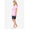 Woman Within Plus Size 2-Piece Knit Tee and Short Set(Pink Flamingos)