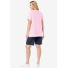 Woman Within Plus Size 2-Piece Knit Tee and Short Set(Pink Flamingos)
