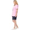 Woman Within Plus Size 2-Piece Knit Tee and Short Set(Soft Iris Cats)