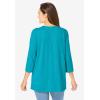 Woman Within Plus Size Lace-Up Three-Quarter Sleeve Tee(Pretty Turquoise)