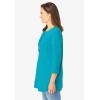 Woman Within Plus Size Lace-Up Three-Quarter Sleeve Tee(Pretty Turquoise)