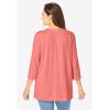 Woman Within Plus Size Lace-Up Three-Quarter Sleeve Tee(Sweet Coral)