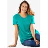 Woman Within Plus Size Marled Cuffed-Sleeve Tee(French Blue Lace Flower)