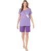 Woman Within Plus Size 2-Piece Knit Tee and Short Set(Soft Iris Cats)