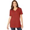 Woman Within Plus Size Faux Suede Tee(Red Ochre)