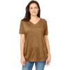 Woman Within Plus Size Faux Suede Tee(Toffee)