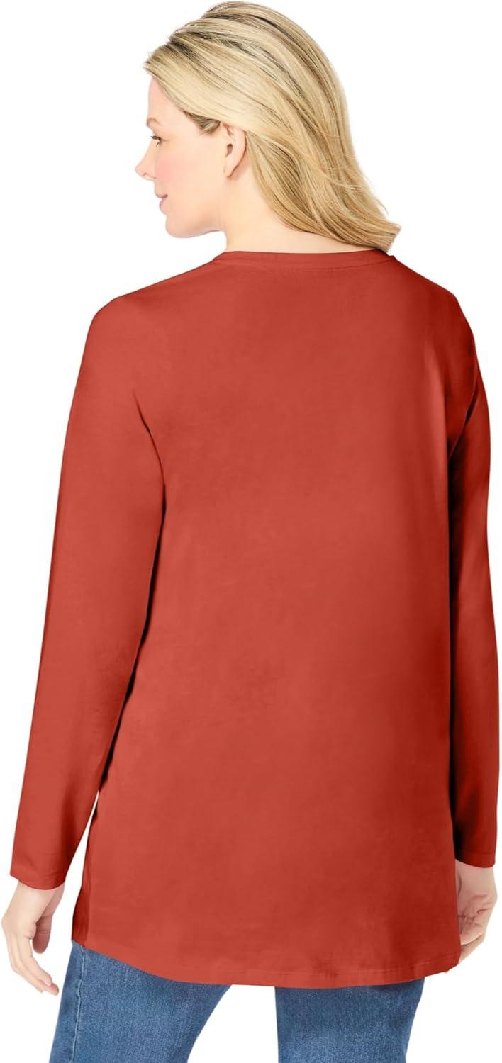 imageWoman Within Plus Size Perfect LongSleeve VNeck TunicBurnt Red