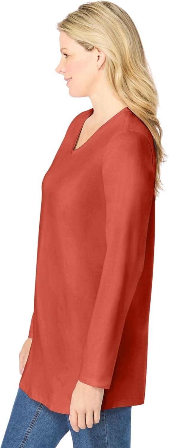 imageWoman Within Plus Size Perfect LongSleeve VNeck TunicBurnt Red