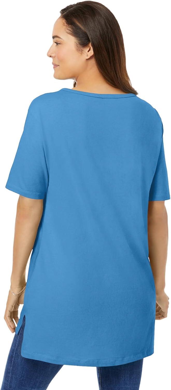 imageWoman Within Plus Size Perfect ShortSleeve Boatneck TunicAzure Blue