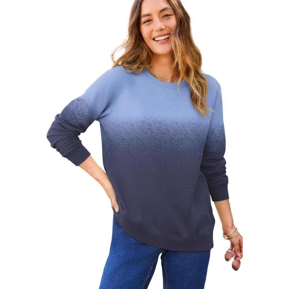 imageWoman Within Plus Size Printed SweatshirtFrench Blue Ombre