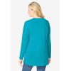 Woman Within Plus Size Perfect Long-Sleeve V-Neck Tunic(Pretty Turquoise)