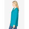 Woman Within Plus Size Perfect Long-Sleeve V-Neck Tunic(Pretty Turquoise)