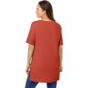 Woman Within Plus Size Perfect Short-Sleeve Boatneck Tunic(Burnt Red)