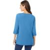 Woman Within Plus Size Perfect Three-Quarter Sleeve Boatneck Tee(Azure Blue)