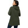 ellos Women’s Plus Size Zip-Front Hoodie With Zip Pockets French Terry Long Oversized Jacket(Deep Olive)