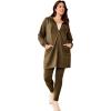ellos Women’s Plus Size Zip-Front Hoodie With Zip Pockets French Terry Long Oversized Jacket(Deep Olive)
