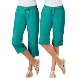 Woman Within Plus Size Convertible Length Cargo Capri/Bermuda – 24 W, Waterfall
