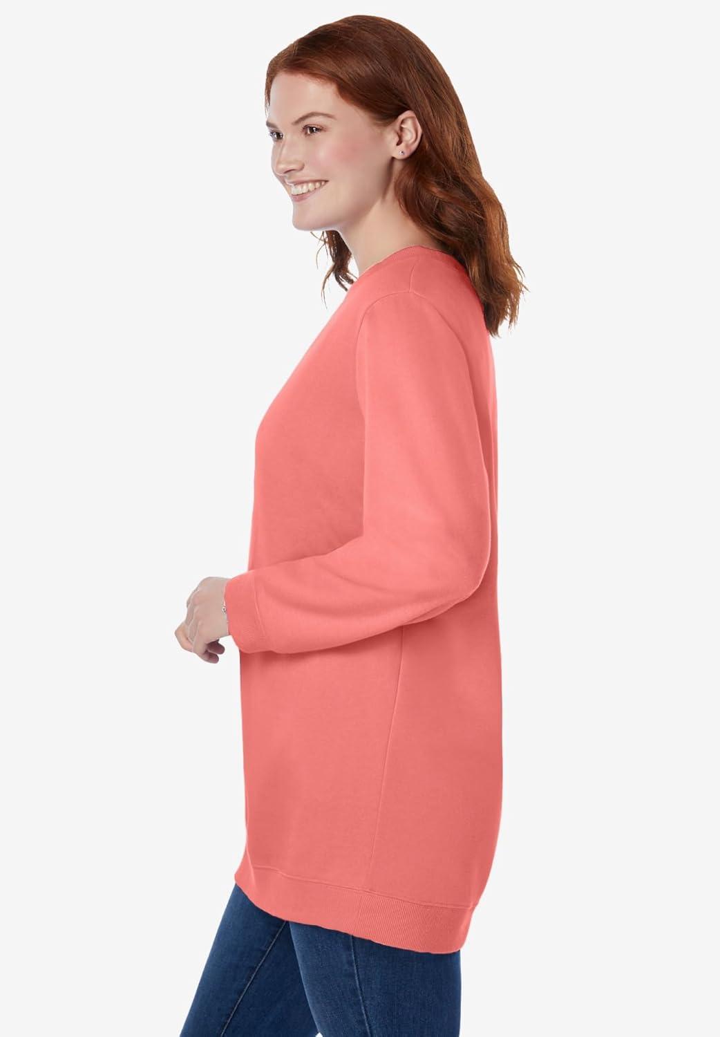 imageWoman Within Plus Size Fleece SweatshirtSweet Coral