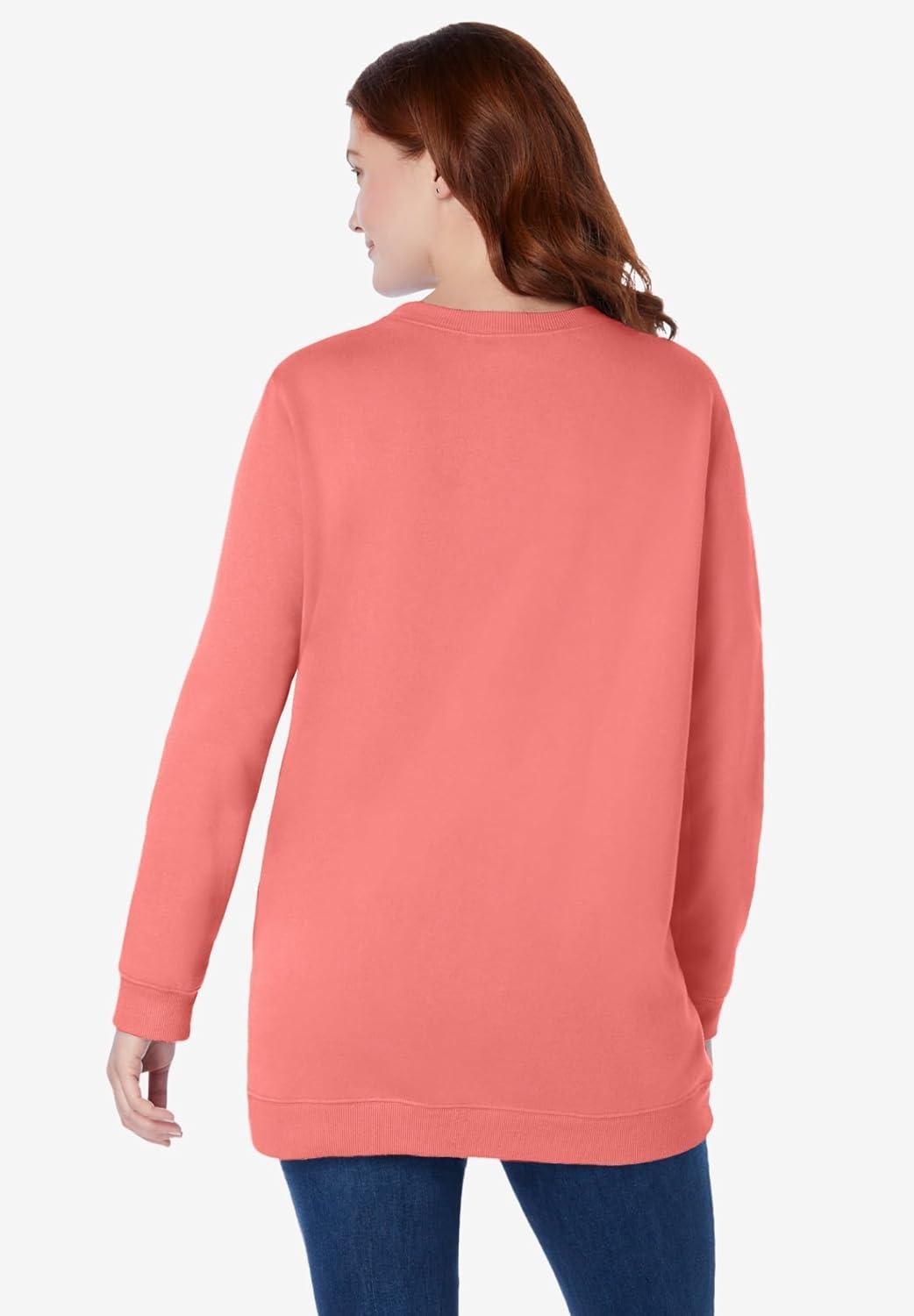 imageWoman Within Plus Size Fleece SweatshirtSweet Coral