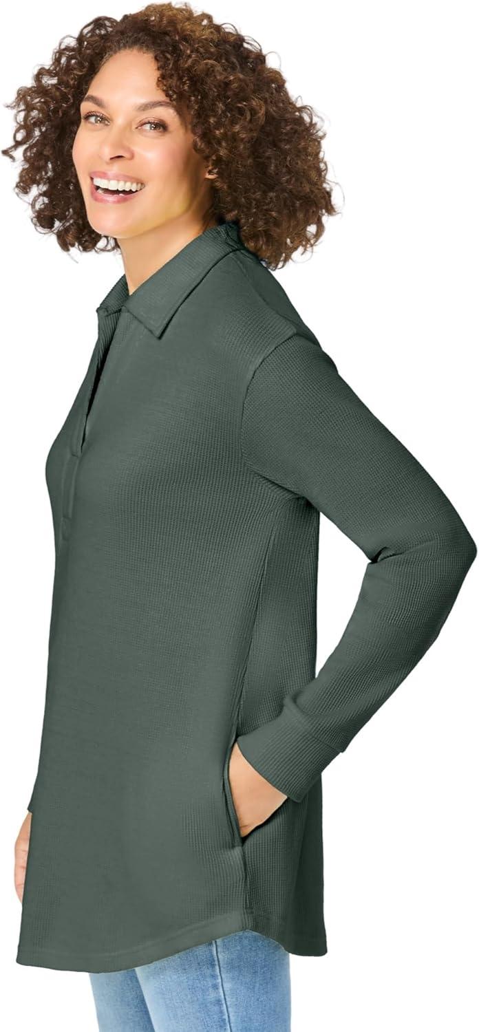 imageWoman Within Plus Size Relaxed WaffleThermal TunicPine