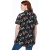 Woman Within Plus Size Petite Perfect Short Sleeve Shirt(Black Multi Leaves)