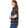 Woman Within Plus Size Petite Perfect Short Sleeve Shirt(Black Multi Leaves)