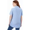 Woman Within Plus Size Petite Perfect Short Sleeve Shirt(French Blue Stripe)