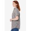 Woman Within Plus Size Petite Perfect Short Sleeve Shirt(Heart Stripe Black Multi)
