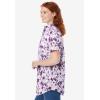 Woman Within Plus Size Petite Perfect Short Sleeve Shirt(Soft Iris Shadow Floral)