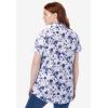 Woman Within Plus Size Petite Perfect Short Sleeve Shirt(Ultra Blue Shadow Floral)