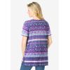 Woman Within Plus Size Short-Sleeve Pintucked Henley Tunic(Purple Patchwork Stripe)