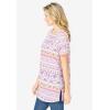 Woman Within Plus Size Short-Sleeve Pintucked Henley Tunic(White Patchwork Stripe)