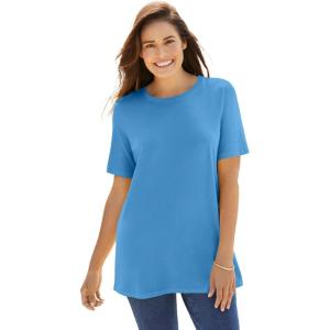 Woman Within Plus Size Perfect Short-Sleeve Crewneck Tee (Petite Available)(Azure Blue)