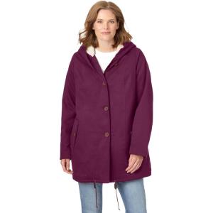 Woman Within Plus Size Sherpa-Lined Hooded Parka(Deep Claret)